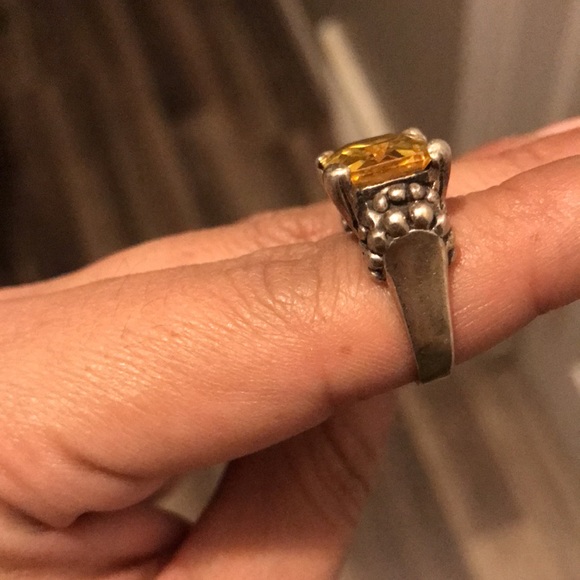 Sterling Thailand yellow glass ring size 5 - Picture 13 of 15